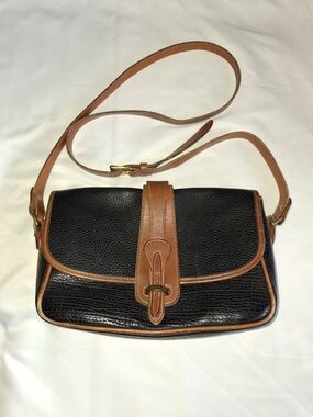 Vintage Dooney & Bourke Black Tan Leather Crossbody Made in USA